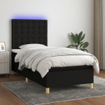 Kontinentaalvoodi madrats ja LED, must, 100x200 cm, kangas