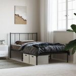 Metallist voodiraam peatsiga, must, 107 x 203 cm