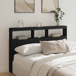 Voodipeatsi kapp LED-tuledega, must, 160 x 17 x 102 cm