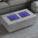 Diivanilaud LED-tuledega, betoonhall, 116x69x40cm