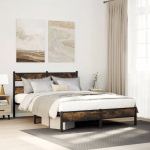 Peatsiga voodiraam ilma madratsita suitsutatud tamm 140x190 cm