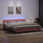Kontinentaalvoodi madrats ja LED, roosa, 180x210 cm, samet