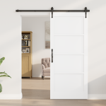 Libisev uks koos tarvikute komplektiga valge 86x211 cm tugev m&auml;nnipuit