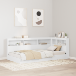 Raamatukapi voodi valge 90x200 cm inseneritud puidust