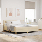 LED Voodi madratsiga peaga cream 180 x 200 cm kangas