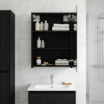 Vannitoa peeglikapp Must tamm 50 x 14,5 x 70 cm Tehispuit