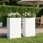 Aia istutuskast 2 tk valge 40 x 20 x 75 cm k&uuml;lmvalmistatud teras