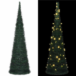 J&otilde;ulupuu with LED string lights roheline 150 x 150 cm pvc