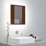 LED-peegelkapp, pruun tamm, 40x12x45 cm, tehispuit