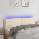 LED-voodipeats, kreemjas, 144x5x78/88 cm, kangas