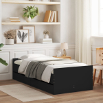 Sahtlitega voodiraam, must, 90 x 200 cm