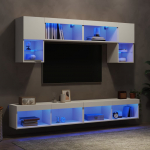 6-osaline telerikappide komplekt LED-tuledega, valge, tehispuit