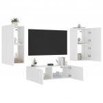 3-osaline telerikappide komplekt LED-tuledega, valge
