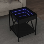 Diivanilaud LED-tuledega, must, 40x40x49cm