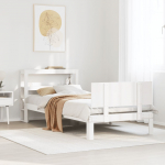 Voodiraam peatsiga ilma madratsita valge 90x190 cm