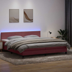 Kontinentaalvoodi madrats ja LED, roosa, 180x210 cm, samet