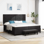 Kontinentaalvoodi madratsi ja peatsiga must 200 x 200 cm samet