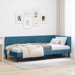 Nurga voodiraam peatsiga Sinine 90 cm x 200 cm Samet