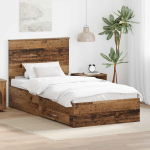 Voodiraam peatsiga sahtliga Vana puit 100 x 200 cm Tehispuit