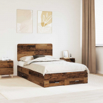 Voodiraam peatsiga sahtliga Vana puit 120 x 190 cm Tehispuit