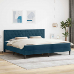 Voodiraam madratsiga peaga Sinine 200 x 200 cm Samet