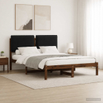 Voodiraam Pehme Peatoega Tumepruun ja Must 120 x 190 cm
