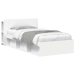 Voodiraam ladustamisega peaga Valge 90 x 190 cm Tehispuit
