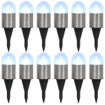 P&auml;ikesepatareidega maapinnavalgustid, 12 tk LED-tuled, valge