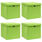 Hoiukastid kaantega 4 tk, roheline, 32 x 32 x 32 cm, kangas