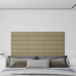 Seinapaneelid 12 tk, cappuccino, 60 x 15 cm, kunstnahk, 1,08 m&sup2;