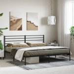 Metallist voodiraam peatsiga, must, 180 x 200 cm