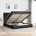 OTTOMANI VOODIRAAM MADRATSITEGA, MUST, 180X200 CM, SAMET