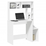 Riiulitega kirjutuslaud valge 100x45x140 cm engineered wood