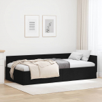 Nurga voodiraam peatsiga Must 90 cm x 190 cm kangas