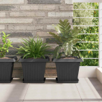 Ruutlillepott 24 tk must 28,5 x 28,5 x 22 cm plastmass