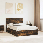 Voodiraam peatsiga Suitsetatud tamm 135 x 190 cm Inseneripuit