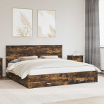 Voodiraam peatsiga Suitsetatud tamm 200 x 200 cm Tehispuit
