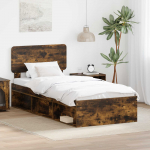 Voodiraam peatsiga Suitsetatud tamm 90 x 200 cm Tahke m&auml;nd