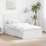 Voodiraam peatsiga sahtliga Valge 90 x 190 cm Tehispuit
