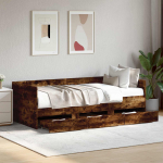 Voodiraam ladustamisega Suitsutatud tamm 80 x 200 cm Tehispuit