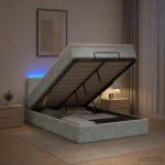 Ottomani voodi madratsi ja LED-idega Helehall 120 x 190 cm