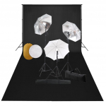 Fotostuudiokomplekt lambid, vihmavari, taustapilt ja reflektor