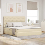 Voodi hoiukohaga ja madratsiga Kreem 180 x 200 cm Pol&uuml;ester