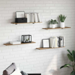 Raamatute riiuli plaat 4 pcs Pruun 80 x 20 x 1,5 cm Tehispuit
