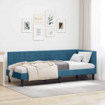 Nurga voodiraam peatsiga Sinine 80 cm x 200 cm Samet
