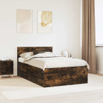 Voodiraam peatsiga suitsetatud tamm 135 x 190 cm tehispuit