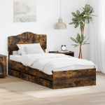 Voodiraam sahtliga suitsetatud tamm 100 x 200 cm inseneripuit