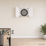 Dartboardi kapp K&otilde;rgl&auml;ikega valge 56 x 12 x 63 cm Tehispuit
