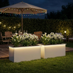 LED-valgustusega lillekast 2 tk Valge 50 x 100 x 48 cm Teras
