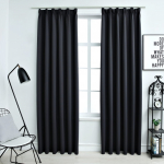 Pimendavad kardinad konksudega, 2 tk, must, 140 x 175 cm